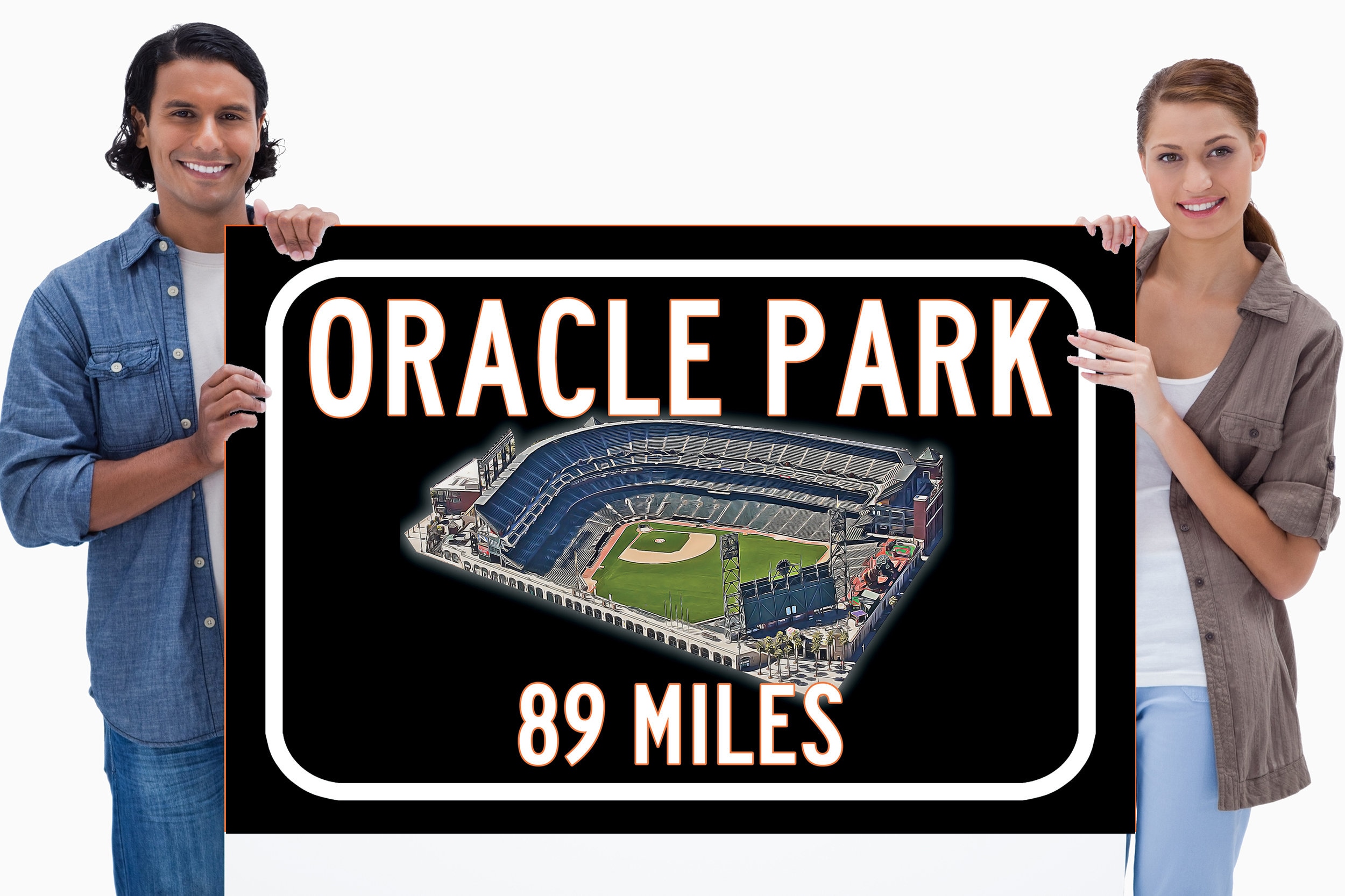 San Francisco Giants Oracle Park – Miles to Stadium Highway Road Sign Customiz