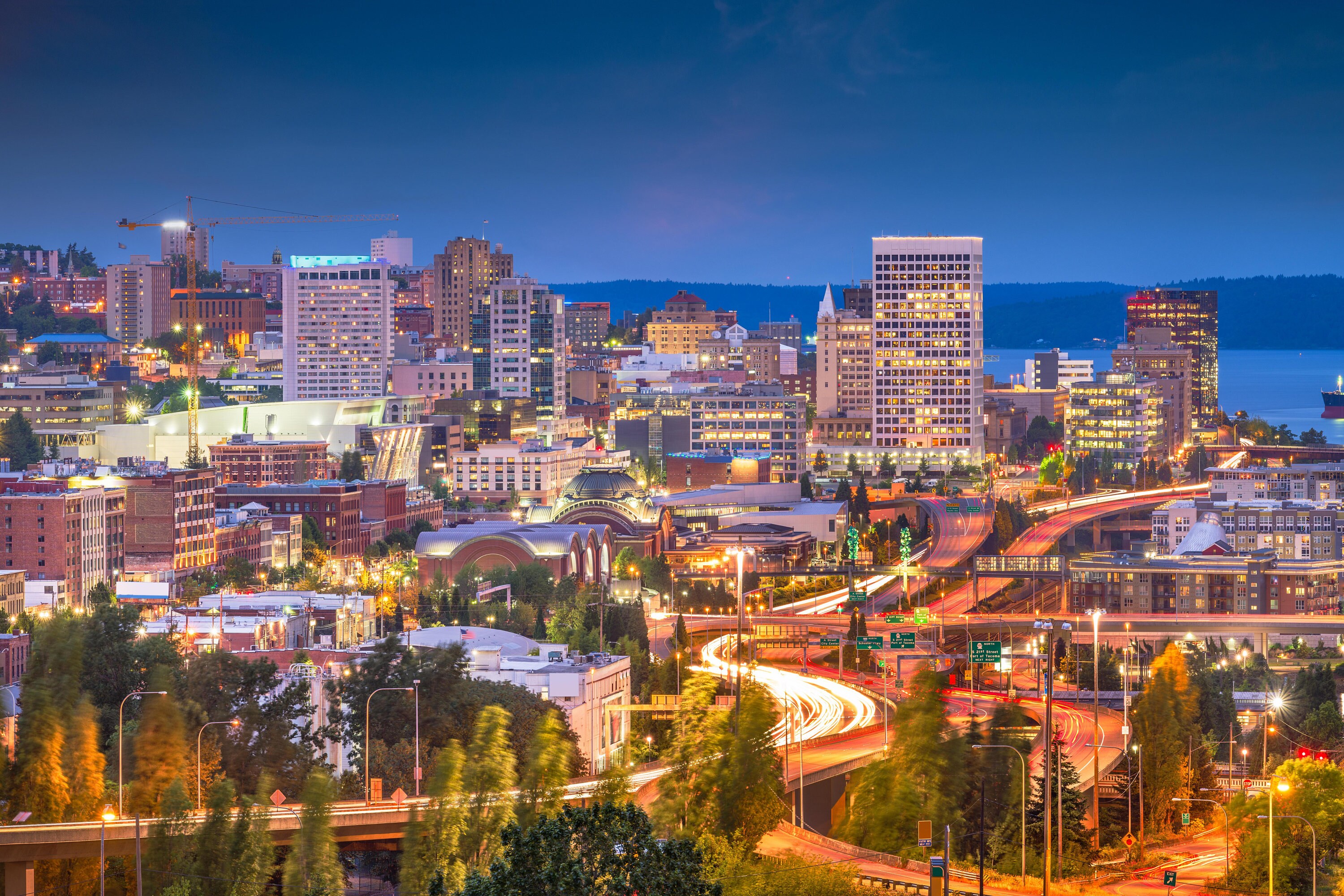 Tacoma Skyline Canvas at Night Tacoma Washington Canvas - Etsy India