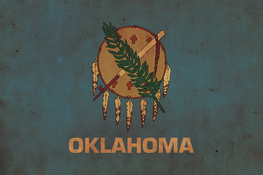 Vintage Oklahoma Flagge auf Leinwand, Oklahoma, Flagge, Wandbild, Oklahoma Foto, Okla - Bild 5 von 6