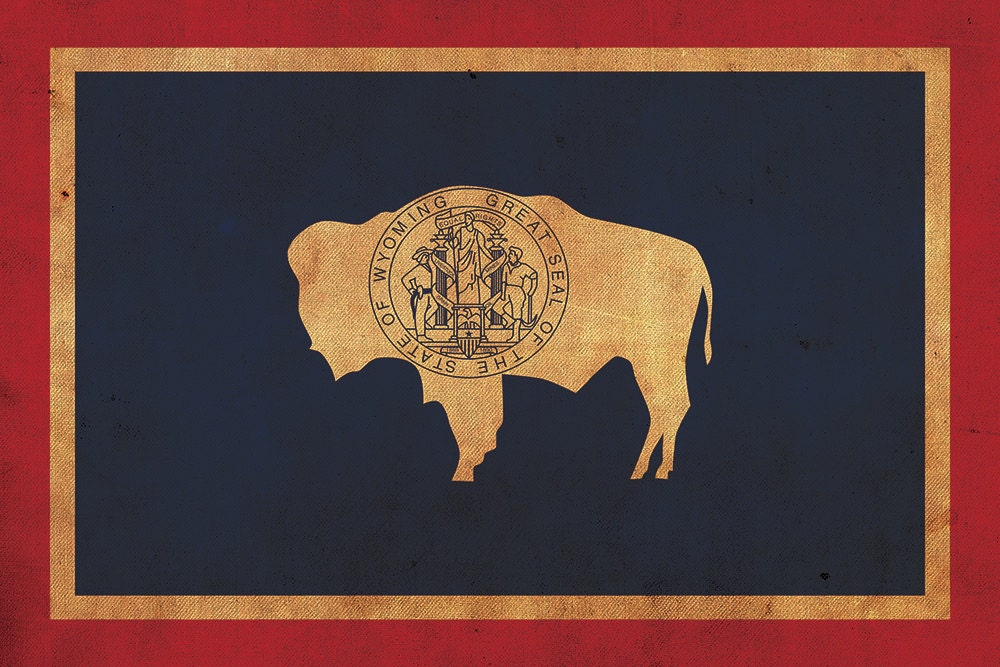 Vintage Wyoming Flagge auf Leinwand, Wyoming, Wandbild, Wyoming Foto, Wyoming Druck - Bild 5 von 6