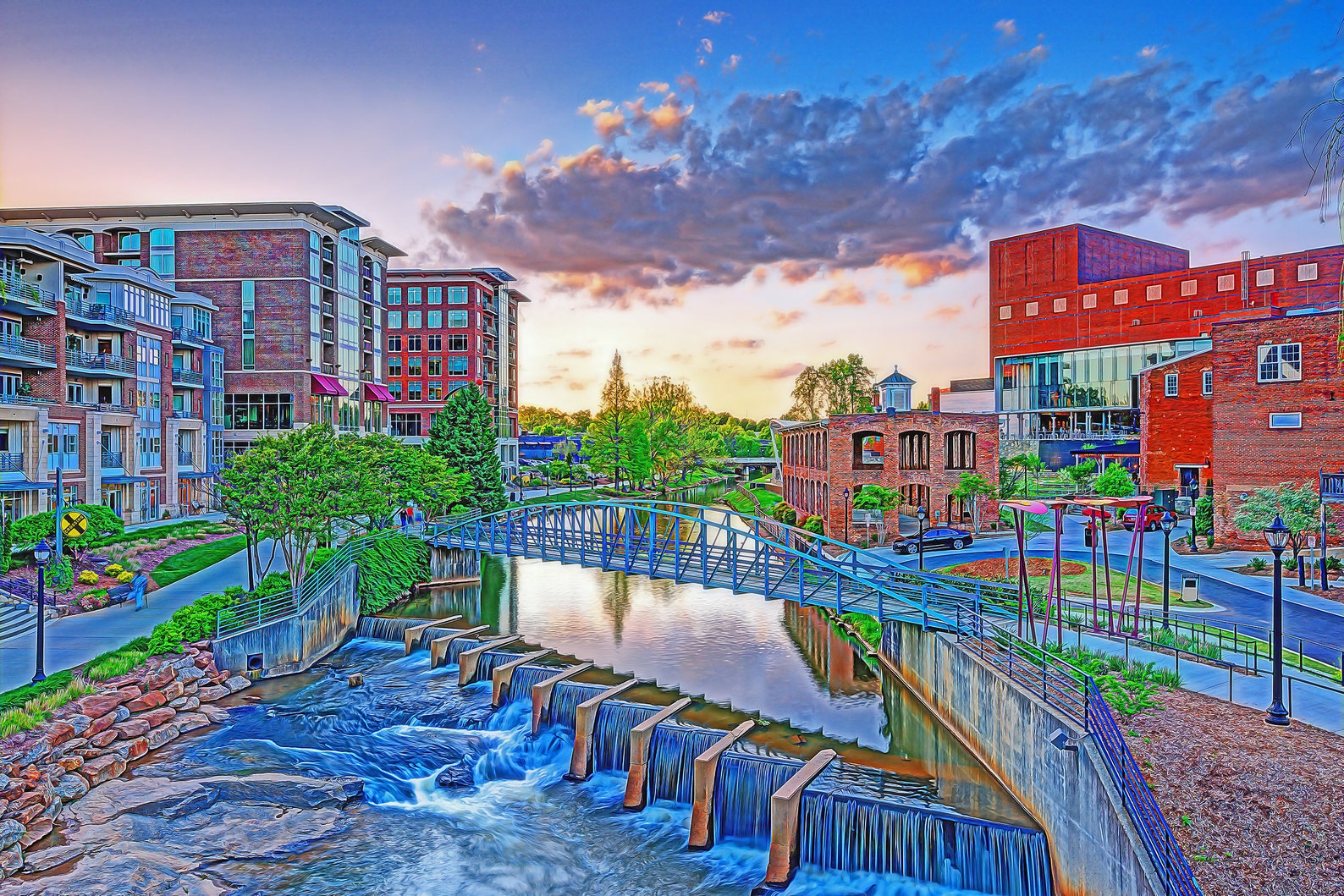 Greenville SC Digital Oil Painting Canvas Greenville Canvas Etsy