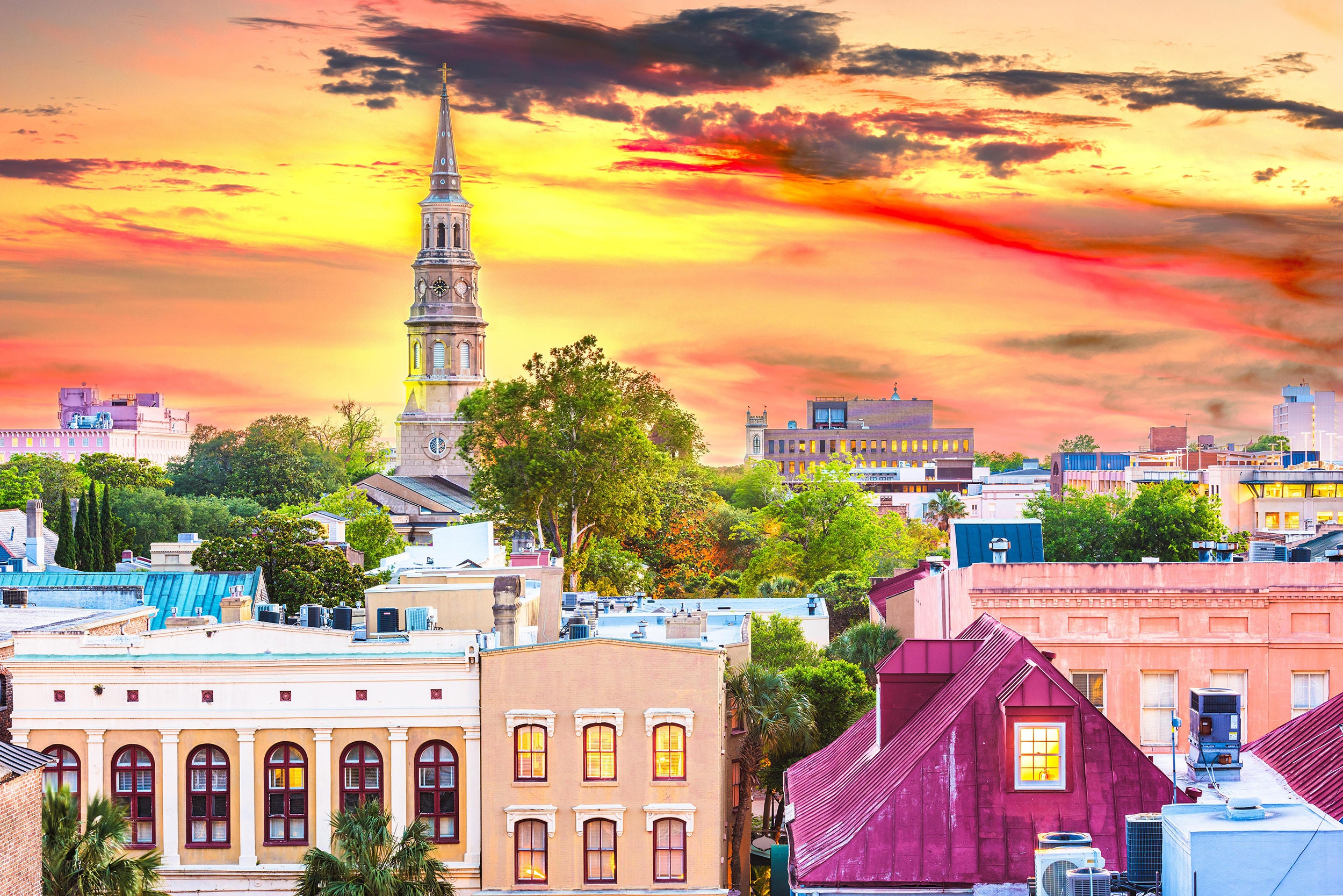 Charleston SC skyline canvas Charleston Canvas Charleston Etsy