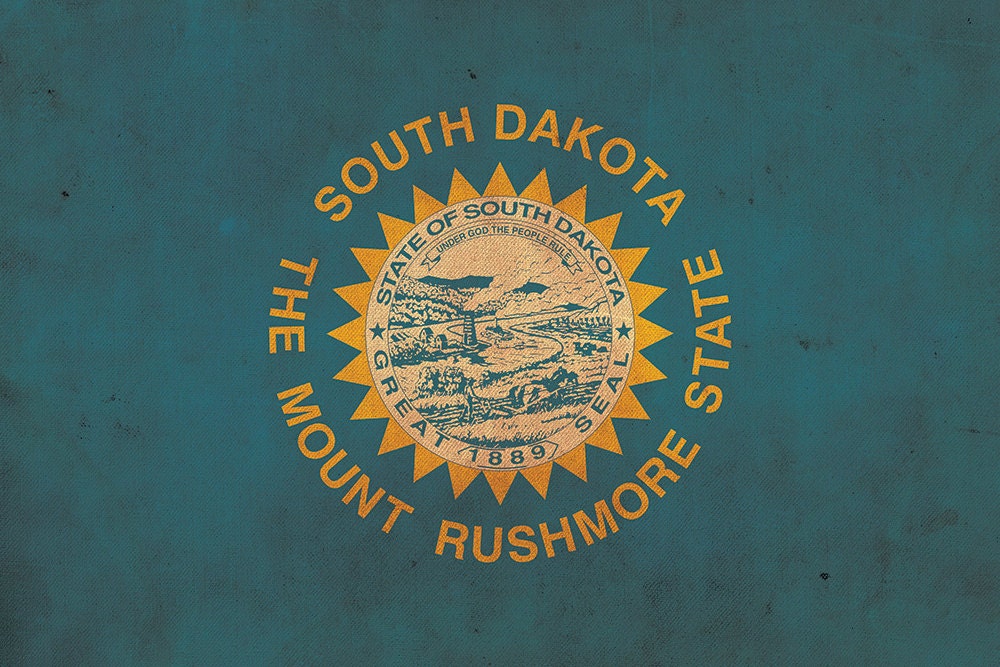Vintage South Dakota Flag on Canvas, Flag, Wall Art, South Dakota Photo flag on - Picture 5 of 6