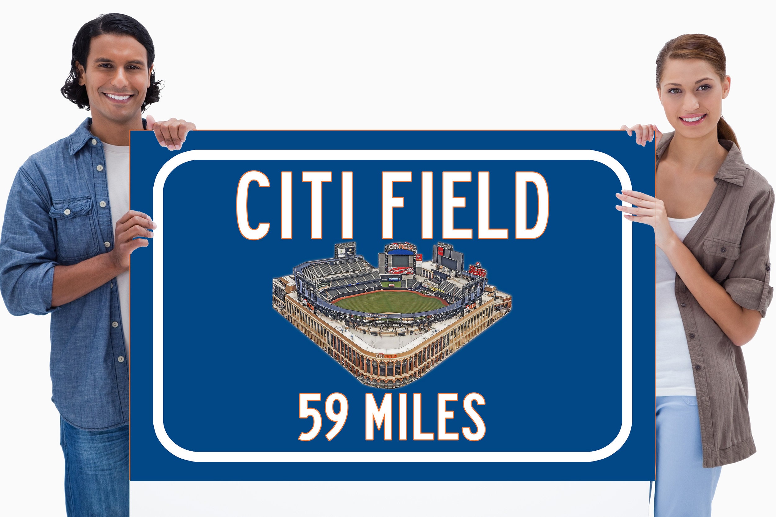 New York Mets Citi Field - Miles to Stadium Highway Straßenschild Customize the Dis - Bild 6 von 11