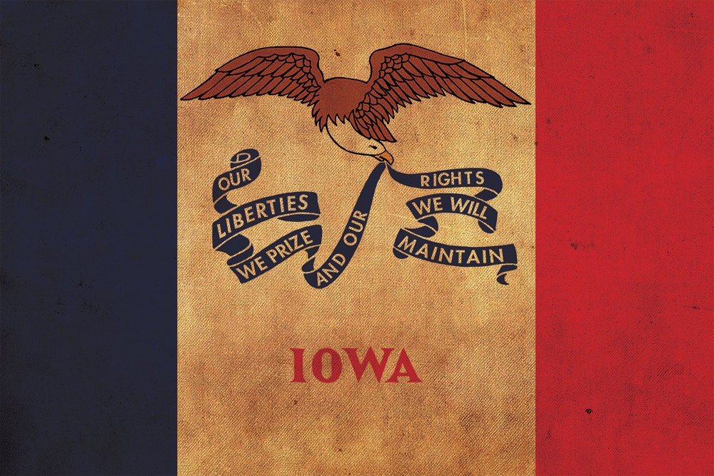 Vintage Iowa Flagge auf Leinwand, Iowa Flagge, Wandkunst, Iowa Foto, Iowa Flagge auf Leinwand - Bild 5 von 6