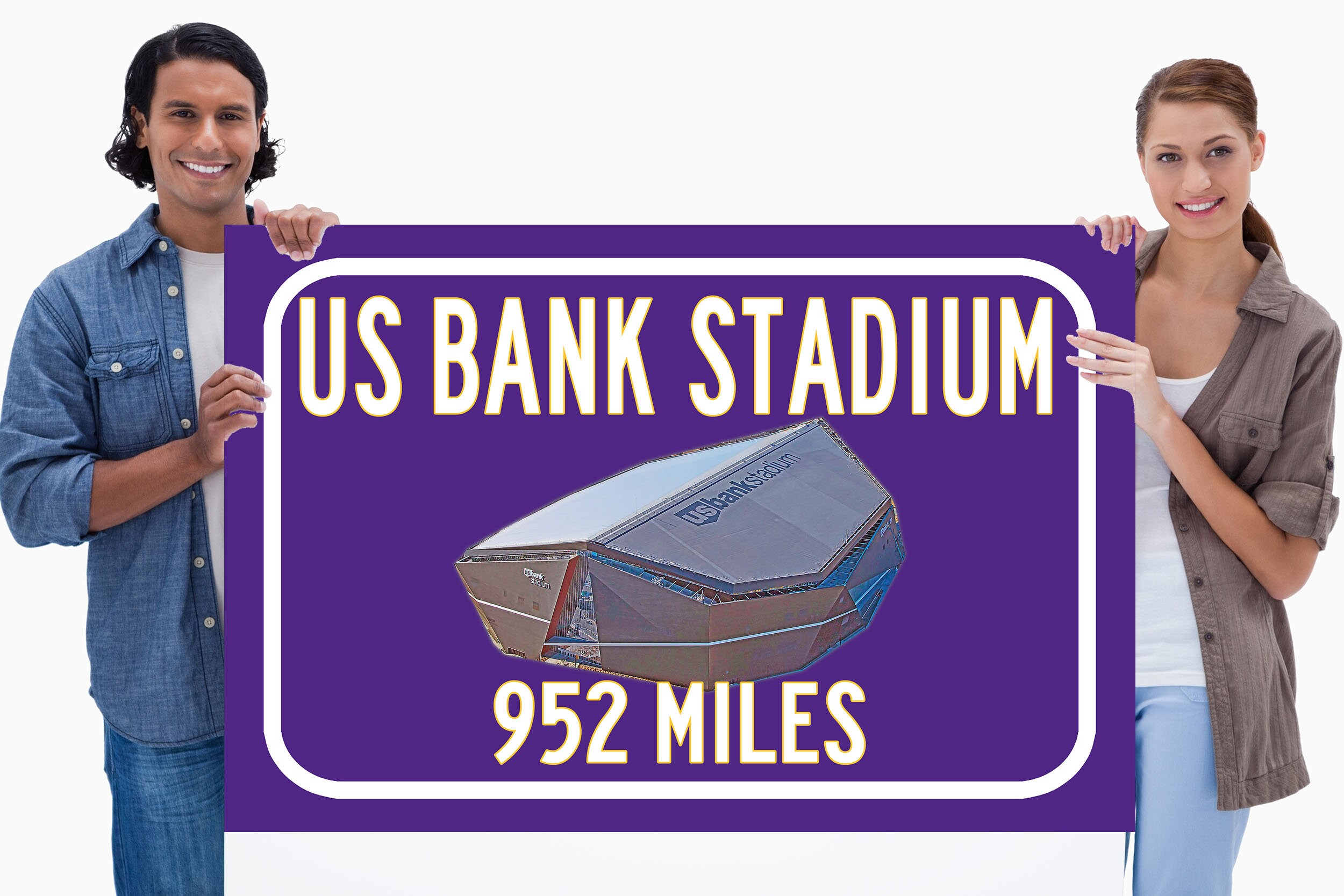 Minnesota Vikings US Bank Stadium - Miles to Stadium Highway Road Sign Customiz - Picture 8 of 13