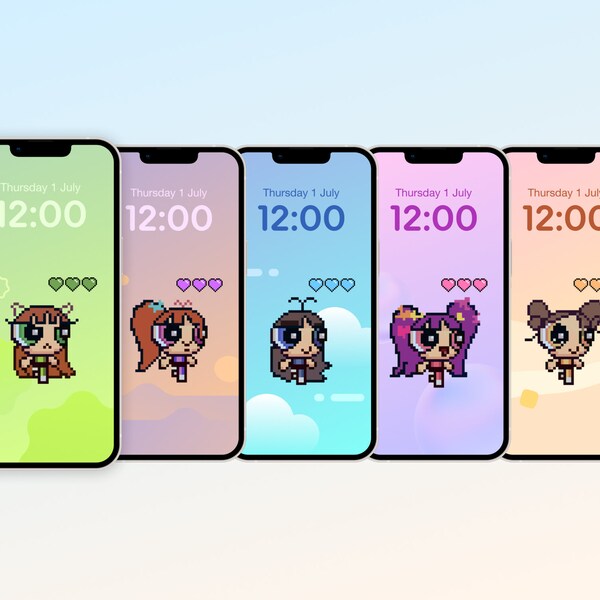 New Jeans Powerpuff Girls iPhone 13 Lockscreen Wallpaper