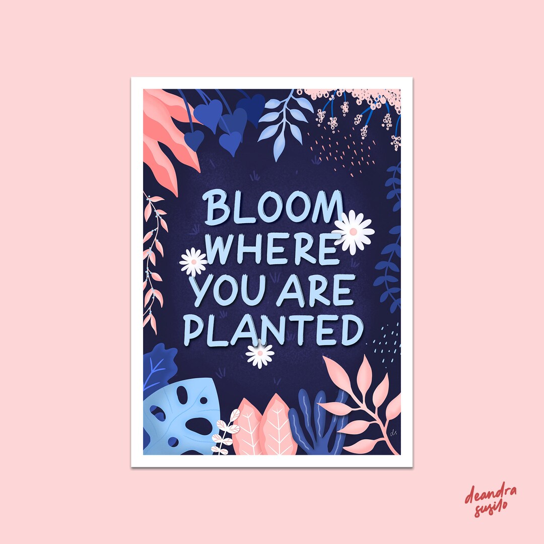 Cute Floral Art Print Aesthetic Wall Decor A5 Illustrated Etsy