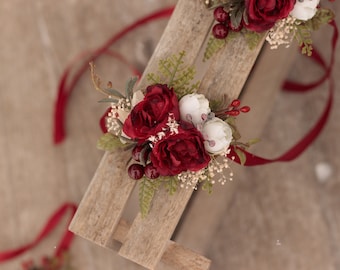 Flower bracelet wedding wrist corsage