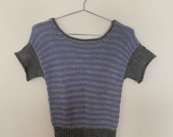 Handmade Knit Short Sleeve Striped Top