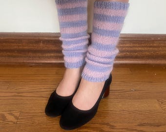 Hand-knit Striped Leg Warmers