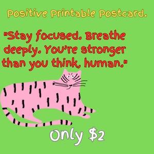 Carte postale imprimable chat affirmation.