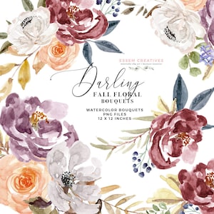 Bourgogne & Marine Aquarelle Clipart Florale, Bouquet Floral Boho Clipart, Fleurs Rustiques PNG Graphics, Pivoine Wedding Clip Art, Clipart Floral