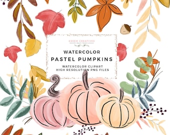 Thanksgiving Pumpkins Card Border Clipart, Fall Clipart, Autumn Pumpkin Clipart, Watercolor Border, Halloween Graphic, Maple Leaf Acorn Pine