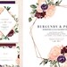 Burgundy Blush Watercolor Floral Borders, Plum Rose Gold Geometric ...
