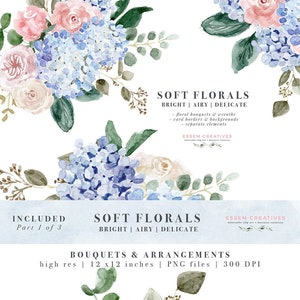 Aquarell Hortensie Clipart, Blau Rosa Blume Clip Art, Florale Bordüre Rahmen, Frühling Sommer Blumen, Rustikale Boho Hochzeit Border Hintergrund
