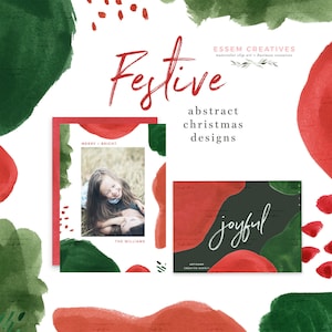 Imágenes prediseñadas de tarjetas de Navidad abstractas, imágenes prediseñadas de pinceladas de salpicaduras de acuarela navideñas modernas, imágenes prediseñadas de Navidad, texturas digitales PNG rojo verde