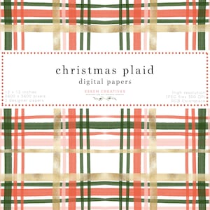 Weihnachten Karo Muster Digitales Papier Seamless Rapport, Aquarell Tartan Print für Scrapbooking, digitale Planung, Weihnachtskarte Hintergrund