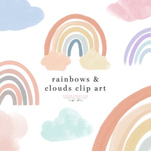 Boho Regenbogen und Wolken ClipArt für Baby-Dusche-Einladungen Geburtsanzeige Baby-Dusche-Kinderzimmer-Dekor Druck, Spielzimmer Kinderzimmer PNG