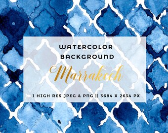 Abstract Watercolor Digital Paper, Printable Moroccan Print, Navy Blue Invitation Card Background, Watercolour Texture, Website Background