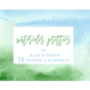 Fundos Ombre em aquarela azul e verde, clipart de respingo de vegetação, clipart de convite de casamento em aquarela náutica, papéis digitais para impressão