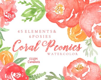 watercolor peony etsy