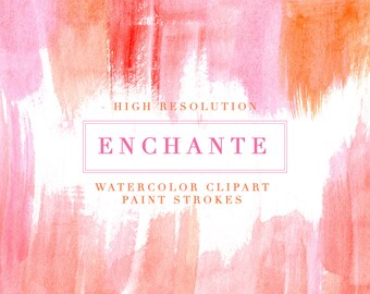 Pink Watercolor Paint Strokes Clipart, Splash Clipart, Dry Brush Strokes, Splatter, Logo Branding, Watercolour Wedding Invitation Background