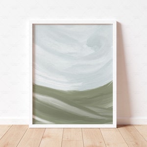 Abstract Landscape Print, Nature Prints, Abstract Print Wall Art, Living Room Prints, Blue Green Printable Poster,  Landscape Oil Painting