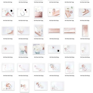 Puede incluir: Una colecci&oacute;n de 40 im&aacute;genes digitales de alta resoluci&oacute;n con un esquema de color menta y oro rosa. Las im&aacute;genes incluyen varios accesorios y texturas, como flores, purpurina, cintas y art&iacute;culos de oficina.