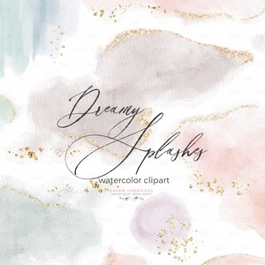 Dreamy Watercolor Splashes in Blush Neutrals Sage with Gold Veins Sparkles Clipart Texture Shape Splodge, Watercolor Background Brush PNG