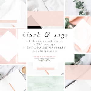 Feminine Blush and Sage Stock Photos, Social Media Templates, Modern Neutral Blog Graphics, Website Header, iPhone Mockup, Holidays Winter
