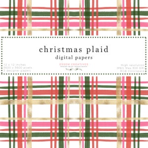 Weihnachten Karo Muster Digitales Papier Seamless Rapport, Aquarell Tartan Print für Scrapbooking, digitale Planung, Weihnachtskarte Hintergrund