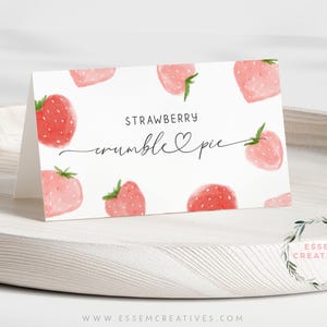 Modèles d'étiquettes modifiables d'étiquettes de fruits rouges, marque-places imprimables de fête d'anniversaire aux fraises, étiquettes imprimables modernes minimalistes d'aliments sucrés aux petits fruits 504