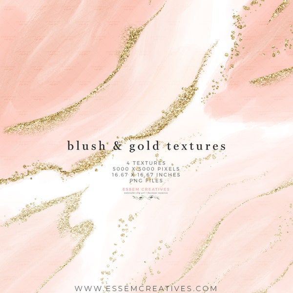 Blush Pink Gold Vein Watercolor Texture Background Brush Stroke Splash Splodge, Watercolor Overlay, Digital Planner Stickers, Wedding Invite