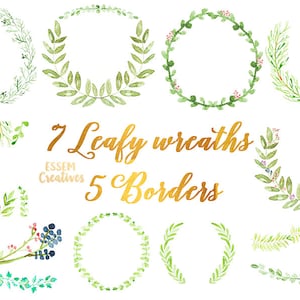 Watercolor Wreath, Wreath Clipart, Wreath Logo, Wreath wedding invitation, olive wreath, Laurel Clipart, Watercolour graphics, frame clipart