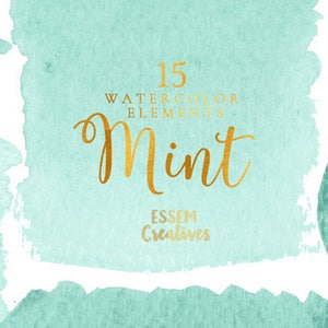 Mint groene aquarel clipart splash, aquarel graphics, Ombre, blauw, textuur, logo merk, blog elementen, penseelstreken illustraties, cirkel
