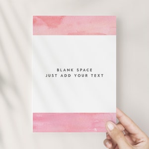 Blozen aquarel sjabloon, lege bewerkbare roze achtergrond afdrukbare kaart, aangepast teken, kaartrand sjabloon, Microsoft Word Docx-bestand