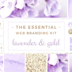 Lavender Gold Web Blog Branding Kit, Purple Branding, Feminine Blog Design, Social Media Icons, Blogger Website Header, Stock Photo for blog