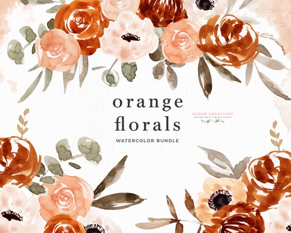 Blooming orange floral frame design