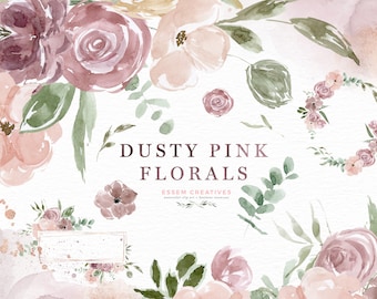 Clipart de flores de acuarela en crema rosa polvorienta y malva. Patrones De Flores Creativos Guirnalda Floral Borde Clip Art Peonías Rosas Ramos PNG