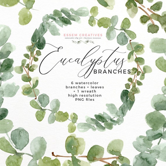 Papercraft Greenery eucalyptus clipart baby shower green wreath png ...