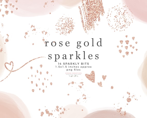 Sublimation PNG Files Abstract Rose Gold Foil Confetti Heart Brush Stroke Circle Brush Mark Logo Rose Gold Sparkle Glitter Clipart Overlay