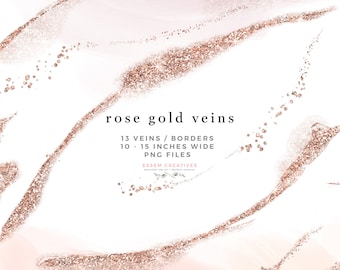 Rose Gold Veins Clipart, Rose Gold Confetti Overlay Streak Stroke Border Line Clip Art for Sublimation PNG, Digital Paper Scrapbook Supplies