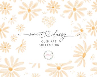 Watercolor Daisy Clipart, Daisy Background Frames for Boho Flower Girl Decor, Sublimation PNG, Baby Shower Birthday Invitation 5x7 Card