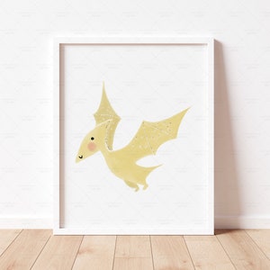 Pteranodon Dinosaur Print for boys and girls room, Baby Dino PRINTABLE Nursery Decor, Blue Watercolor Poster Playroom, DIGITAL DOWNLOAD