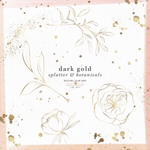 Arte de linha de ouro deixa plantas, sobreposição de clipart de respingos de tinta, clipart de respingos de tinta brilhante brilho PNG, confete de folha de ouro, pincelada