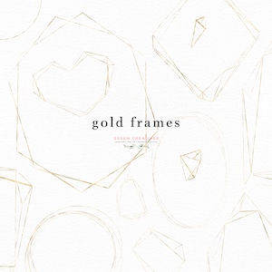 Leere Gold Geometrische Rahmen Clipart, Kristall Rahmen Clip Art, Polygonale Rahmen Grafiken, Kreis Hexagon überlappende Formen Cricut Etiketten PNG