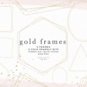 Gold Geometrischer Rahmen Clipart, Gold Glitzer Rahmen Clipart, Rahmen Grafik, Oval Quadrat Dreieck Hexagon Formen Cricut Labels PNG