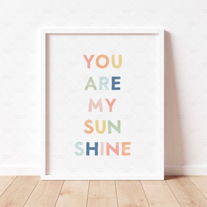 You are my sunshine Print, Rainbow Playroom Decor, Nursery Printable Wall Art, Affirmation for kids, Girls Bedroom Decor, Rainbow Decor RNBW