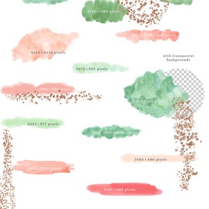 Watercolor Splash Brush Strokes Clipart, Abstract Christmas Holiday Card Clip Art, Christmas Clipart, Digital Textures Emerald Green Red PNG image 2